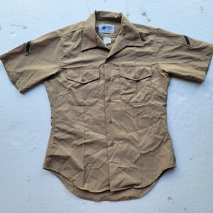 Defense Logistics Agency Uniform Button Army Shirt 15.5 Men's Khaki Perfect Fit